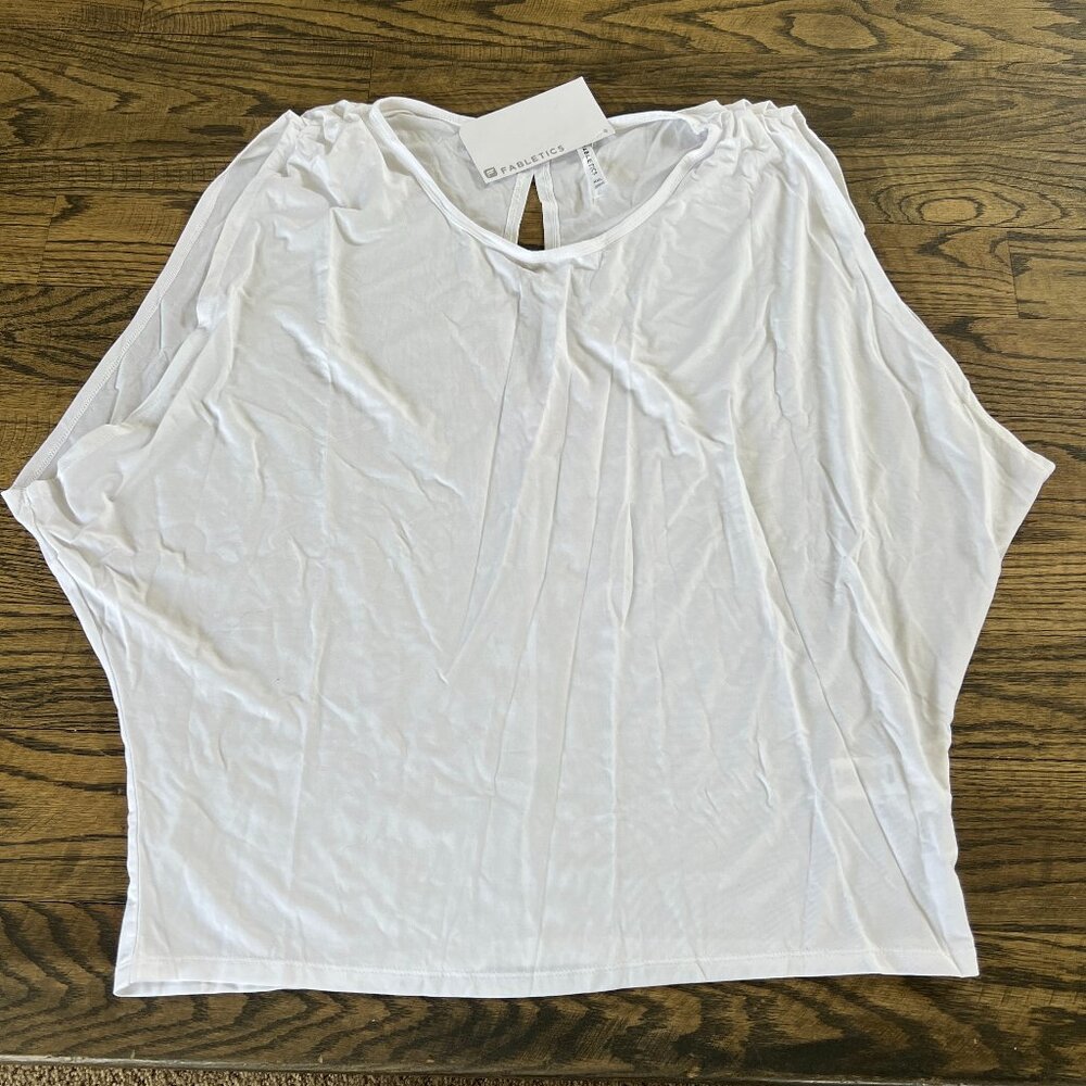 Fabletics Terri Tank Cool Draped White Shirt Size XXL Gym Workout NWT $45